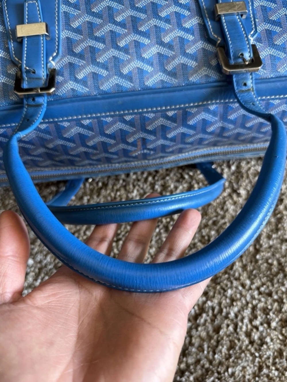 Goyard Blue Patterned Travel Tote - Picture 4 of 15